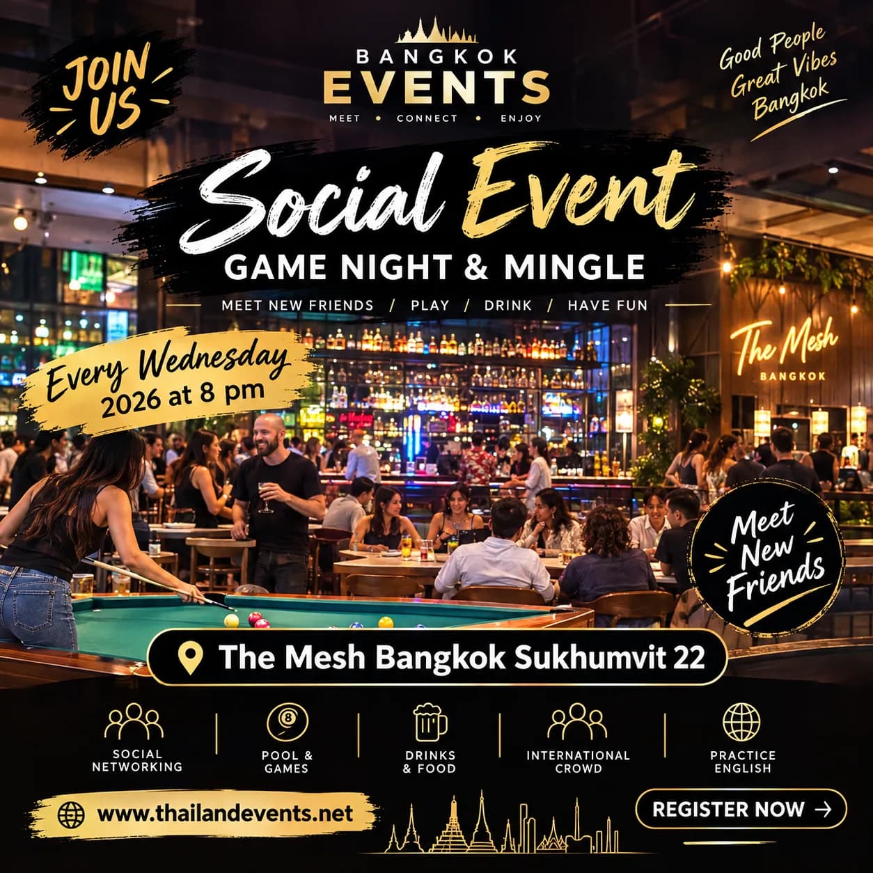 Meetup new friends every Wednesday